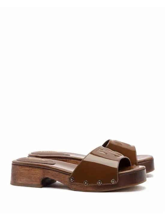 Larroude Shoes - LARROUDE Zuzi Mule Sandals Patent Leather Wood Burnt Umber Size 9 WORN ONCE $315